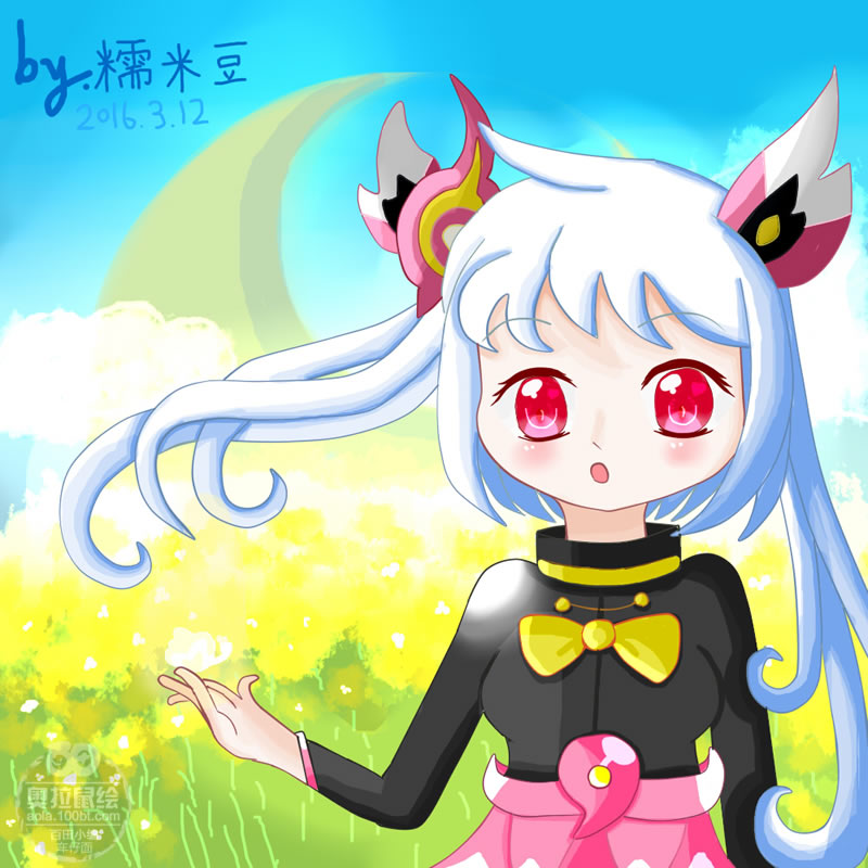 鼠绘花海中的萤拟人