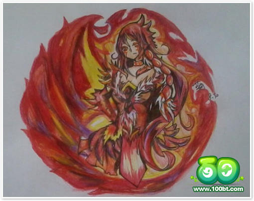 龙斗士九天凤凰拟人 手绘作品
