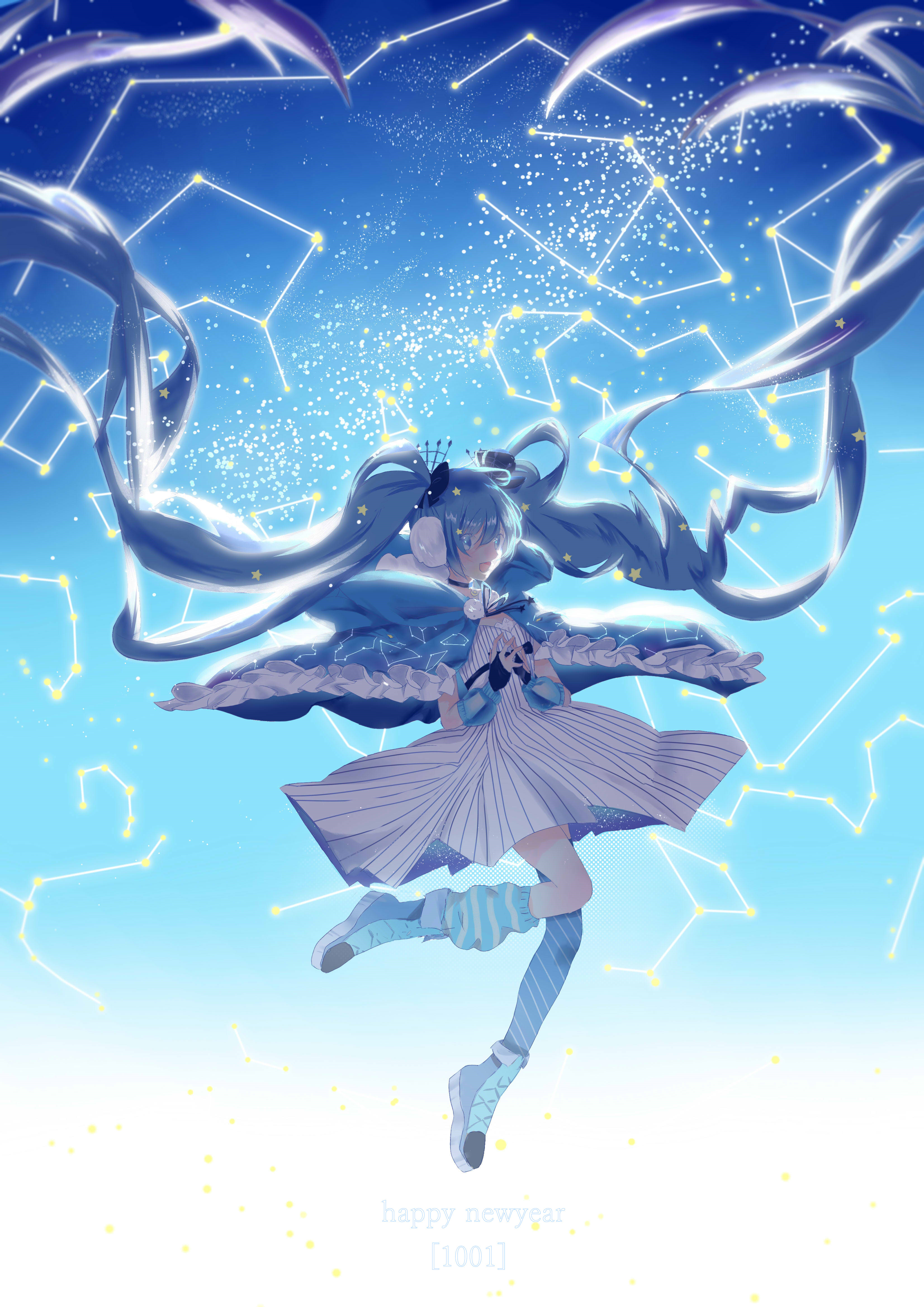 【1001】一只冬夜miku 新年明信片 来换吗_百田画咖圈